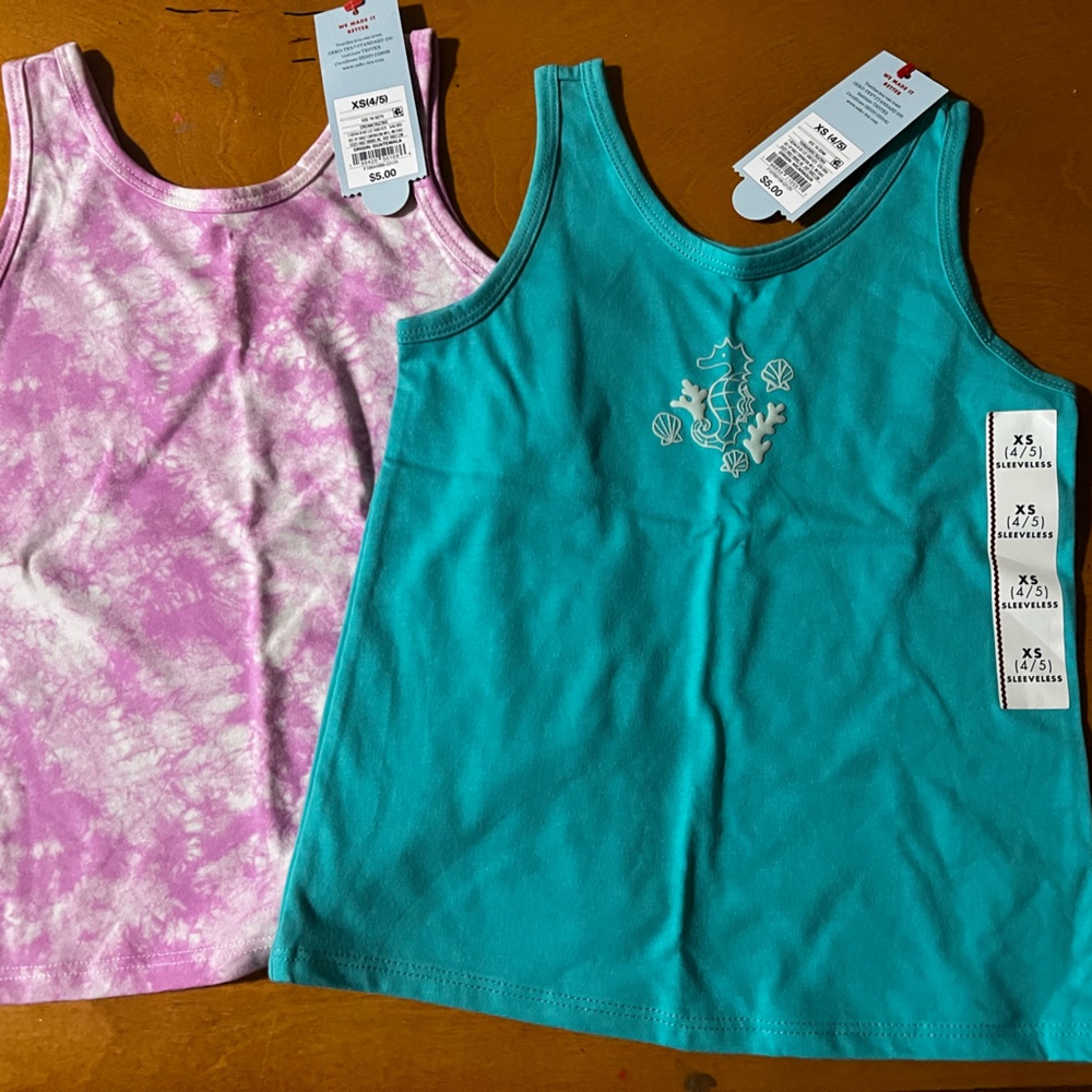 Cat & Jack Pink Tie-Dye and Teal Tank Tops